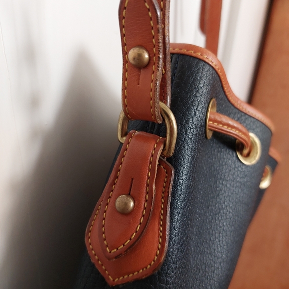 Dooney and Bourke Navy Tassel Leather Drawstring Purse - Picture 15 of 16